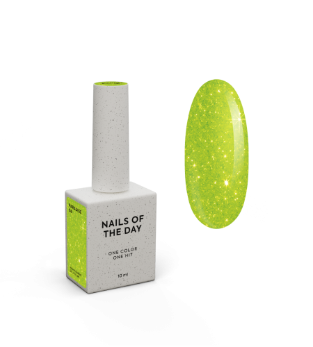 NAILSOFTHEDAY Paradise Gel Polish 06 - neonowy żółty lakier hybrydowy ze srebrnymi płatkami, 10 ml 1