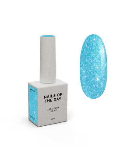 NAILSOFTHEDAY Paradise Gel Polish 07 - turkusowy lakier hybrydowy ze srebrnymi płatkami, 10 ml 1