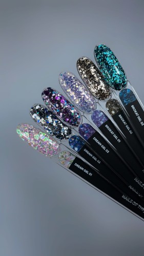 NAILSOFTHENIGHT Brokat gel 01 - fioletowy żel do zdobień z brokatem, 5 g  6