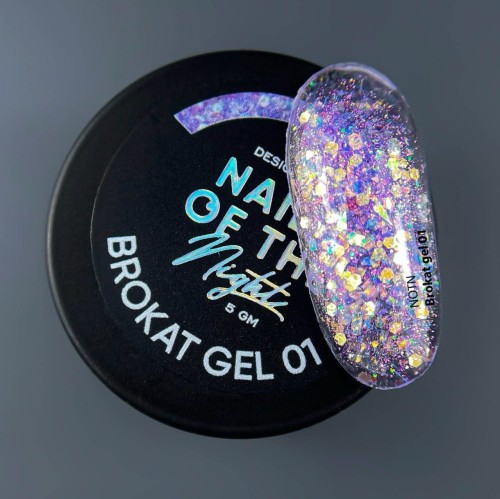 NAILSOFTHENIGHT Brokat gel 01 - fioletowy żel do zdobień z brokatem, 5 g  2
