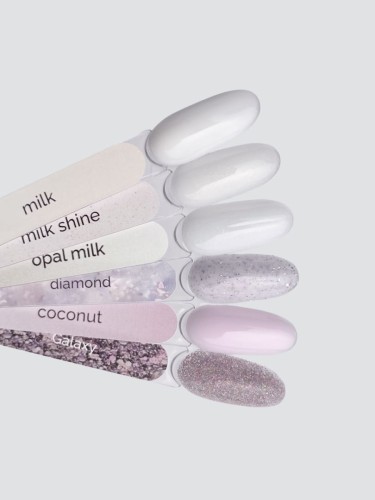 TOUCH Cover base Milk shine - biała z brokatem półprzezroczysta baza hybrydowa, 13 ml 3