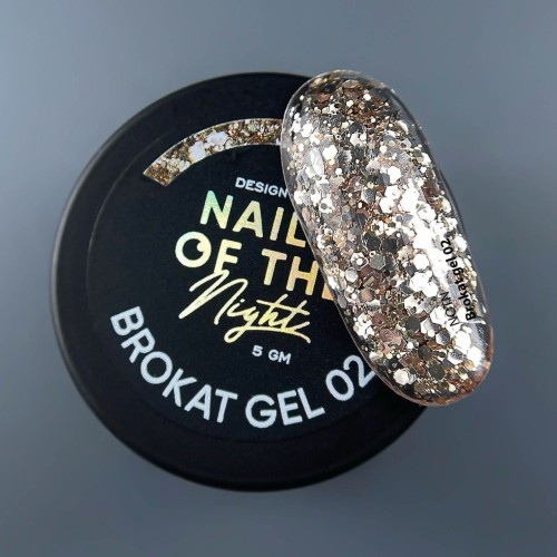 NAILSOFTHENIGHT Brokat gel 02 - złoty żel do zdobień z brokatem, 5 g 2