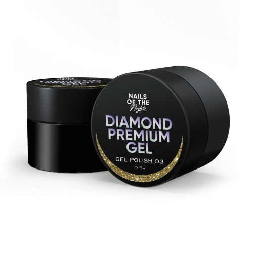NAILSOFTHENIGHT Diamond Premium gel/gel polish 03 - złoty z metalowymi płatkami lakier hybrydowy, 5 ml 1