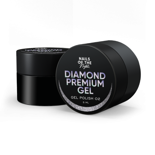 NAILSOFTHENIGHT Diamond Premium gel/gel polish 02 - holographiczny srebrny z metalowymi płatkami lakier hybrydowy, 5 ml 1