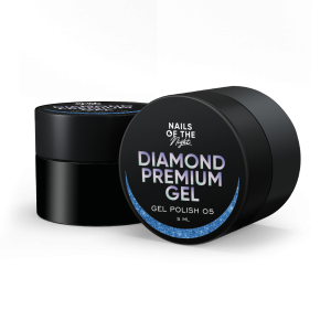 NAILSOFTHENIGHT Diamond Premium gel/gel polish 05 - blękitny z metalowymi płatkami lakier hybrydowy, 5 ml