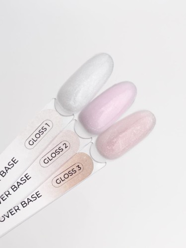 TOUCH Cover base Gloss 3 - mleczno-beżowa półprzezroczysta baza ze srebrnym brokatem, 13 ml 4