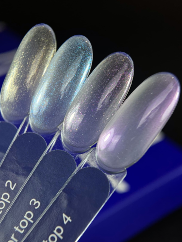 TOUCH Mirror top 01 - złoty top hybrydowy z perła i brokatem, 13 ml  3